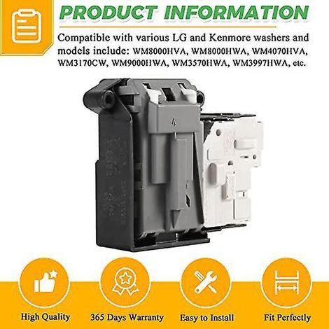 Techecook Ersatzteil für den Türverriegelungsschalter der Waschmaschine, kompatibel mit Kenmore/LG Waschmaschinen (Originalteil). (1/2)