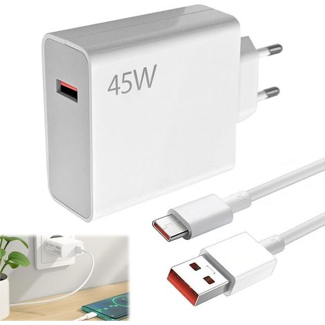 Chargeur 45w, Chargeur Charge Rapide avec Câble USB C 2M pour Xiaomi Note 14 Pro, 14, 13, 12, POCO X7, 14C 13C 12C A3 POCO C75 C65 M6 (1/5)