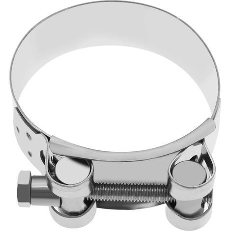 Pince de Tuyau d'échappement de Moto en Acier Inoxydable Pince d'échappement de Moto 60-63mm Accessoires pour Moto Voiture Colliers de Tuyau d'échappement, Argent (1/5)