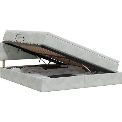 Letto con Contenitore Grigio Chiaro 180 x 200 cm Velluto vidaXL (1/5)