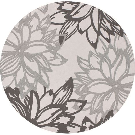 Tappeto rotondo moderno per interni e per esterni con motivo floreale 160 cm Grigio Solapur