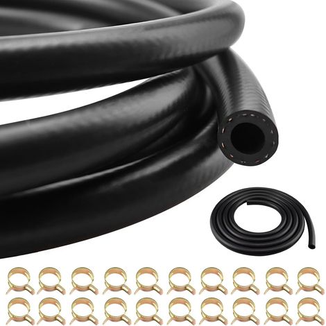 Tuyau d'essence 3 mètres tuyau de carburant 6mm diamètre intérieur durite essence tuyau durite d'essence avec 20 pièces colliers de serrage pour voiture moto tracteur