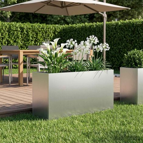 vidaXL Macetero de Jardín Plateado 100 x 30 x 50 cm Acero Galvanizado (1/5)