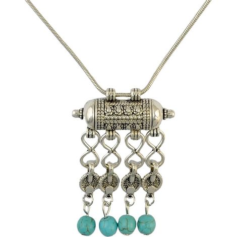 Collana in stile vintage con ciondolo a nappa turchese, gioiello etnico (1/5)