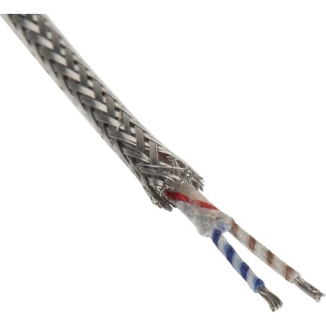 Câble pour thermocouple type K RS PRO, 25m, temp. max. +350°C, gaine Fibre de verre ( Prix pour 1 )