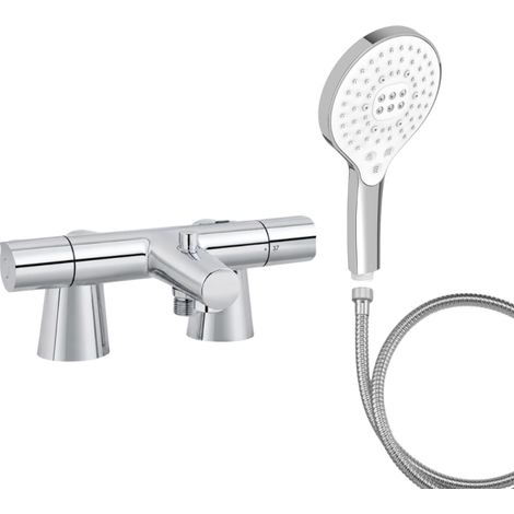 Mitigeur baignoire JACOB DELAFON Simone + pommeau de douche Metro signature + flexible de douche métal + colonnettes (1/5)