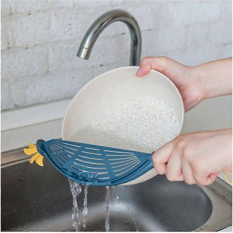 Donkerblauwe keuken rijstwasmiddel plastic afvoer vaatwasser clamshell holle draagbare filterwasser (1/5)