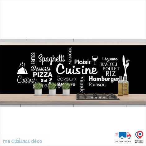 Crédence : Cuisine et repas 2 - Couleur noir - Alu composite - 60 - 120 (1/3)