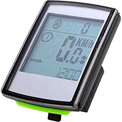Ordinateur de vélo sans fil lumineux compteur de kilométrage compteur de vitesse de voiture universel 12 fonctions odomètre 1 pièce lumière noire et verte (1/4)