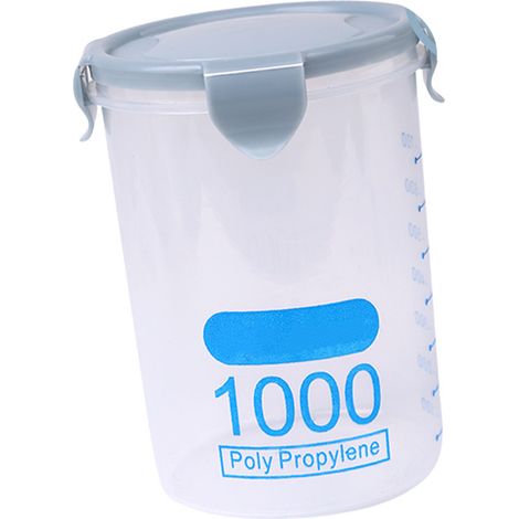 Bocal de conservation hermétique en plastique de qualité alimentaire pour les céréales, les en-cas, le lait en poudre et les aliments à conserver au réfrigérateur, bleu. (1/5)
