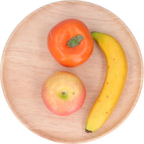 Runder Teller aus Gummibaumholz, Teetablett, Obst- und Snacktablett, Servierplatte für Speisen, 27 cm (1/5)