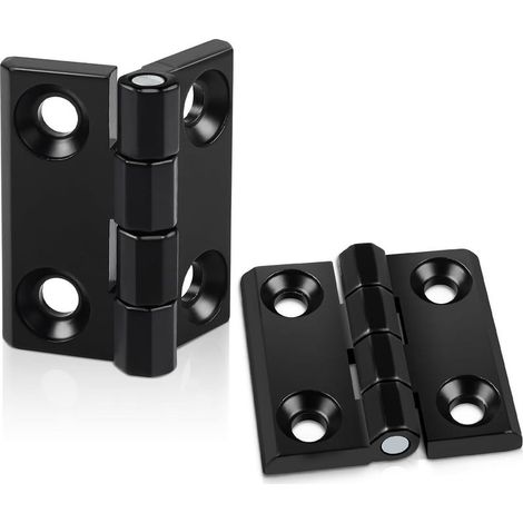 Lot de 4 charnières pliantes noires en alliage de zinc 40 x 40 x 5 mm pour portes légères, fenêtres, armoires et boîtes à outils (1/5)