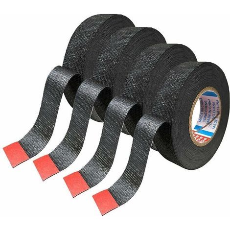 Nastro adesivo per elettricisti, fasci di cavi con nastro adesivo resistente al calore, nastro adesivo in tessuto industriale per cablaggio, 4 rotoli (19 mm x 15 m) (1/5)