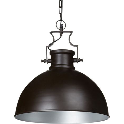 Lampada a sospensione di design industriale chic paralume a campana 30 x 30 x 25 cm in metallo marrone 130003244