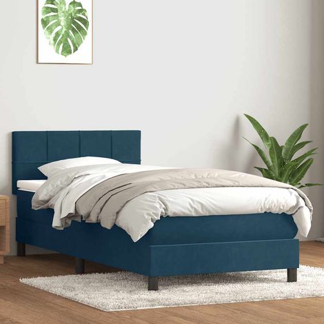 Boxspringbett mit Matratze Dunkelblau 80x220 cm Samt