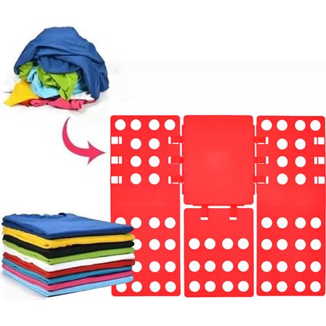 Planche à plier les t-shirts - Structure stable et pratique - Plieuse à vêtements rouge (1/5)