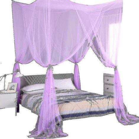 Moustiquaire de lit, grande moustiquaire pour lit, housse de lit pour chambre à coucher, protection contre les insectes volants, violet (1/5)