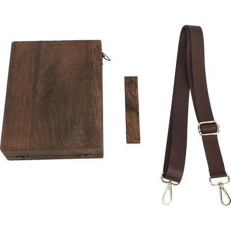 Boîte en bois portable, sac de rangement, sac messager fait main, marron anthracite, conception antichoc, avec bandoulière. (1/5)