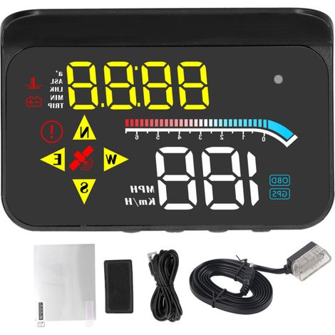 Head-up display, overspeed warning car HUD projector with mileage measurement for vehicles for cars, Turks, and ATVs. (1/5)