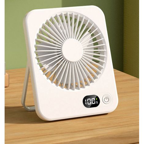 Ventilateur rechargeable USB portable pour dortoirs étudiants et bureaux, silencieux à fort débit d'air, couleur blanc, 5 vitesses, dimensions 165×132×38 mm (1/5)