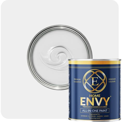 ENVY All-in-One Paint - High Coverage Paint for Interior & Exterior Walls, Wood & Furniture - Multi Surface Paint & Primer - Designer Colours For All Walls  - Light Grey Mist - 5L - Matt
