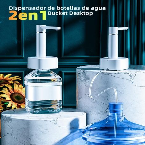 Bomba de agua eléctrica portátil recargable por USB con manguera de silicona de 1,5 m y 3 niveles de potencia, ideal para el hogar, la escuela, la oficina y uso en exteriores (blanca). (1/5)
