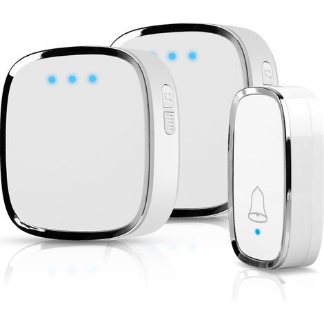 Sonnette sans Fil Exterieur Etanche: Sonnette sans Fil, Carillon sans Fil 300 Mètres, Sonnette WiFi sans Fil Exterieur Etanche, Sonnette sans-Fil avec 2 Récepteurs, 58 Mélodies et 5 Niveaux Volume (1/5)