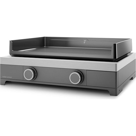 Forge Adour – Plancha à gaz 2 brûleurs 5300W – Plaque en fonte émaillée inclinable – Châssis acier double paroi – Pour 8/10 personnes (1/2)