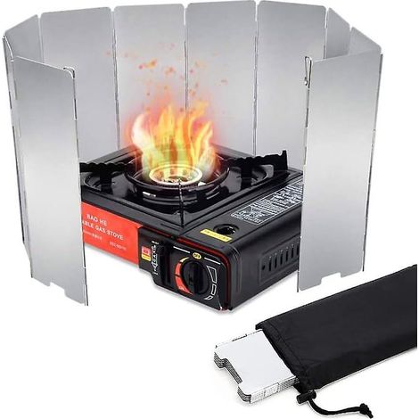 Pare-vent pliable et portable en aluminium pour réchauds de camping et réchauds à gaz de pique-nique avec 10 plaques (1/5)