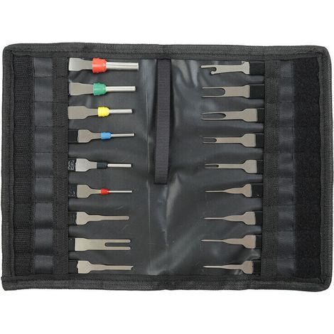 Extracteur de cosses - Kit de 18 Outils de Retrait de cosses - Dureté élevée - Pas de Rouille - Pas de déformation - Kit d'extracteur de connecteur de câblage électrique de Voiture (1/4)