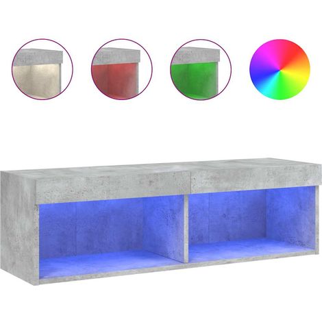 Mobile TV  Armadietto TV  Mobile Porta TV con Luci LED Grigio Cemento 100x30x30 cm (1/4)