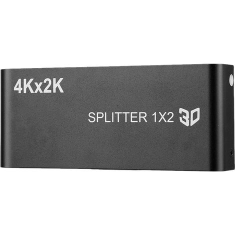 Commutateur/répartiteur vidéo 3D HDMI 4K standard 100-240 V en métal (1 entrée, 2 sorties, prise américaine) (1/5)