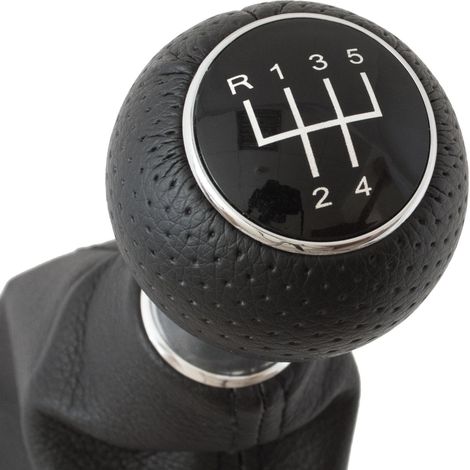 Pomello del cambio a 5 marce nero per Audi A3 I 8L 96-03 + cuffia nera (1/5)