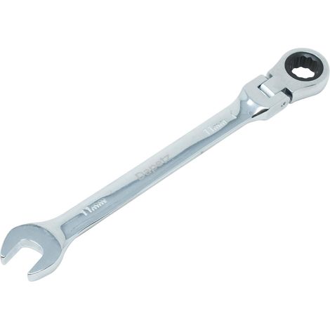 Dapetz® 11mm Flexible Head Ratchet Spanner – Metric Open End & Ring Wrench, Mirror Polished Chrome Vanadium Steel, Mechanic Tool (1/5)