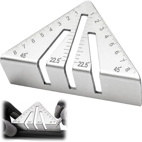Équerre d'onglet 22,5°–90° et rapporteur d'angle de haute précision outil professionnel robuste pour tubes carrés, tubes ronds, profilés en angle et acier plat (20,4 cm) (1/5)