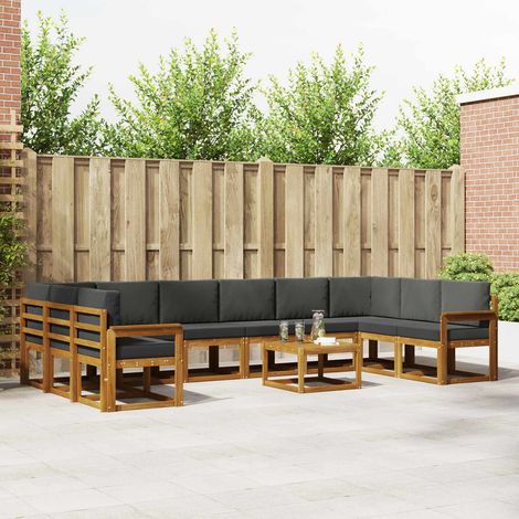 vidaXL Outdoor-Sofagarnitur mit Kissen 11 pcs Natur und Anthrazit (1/5)