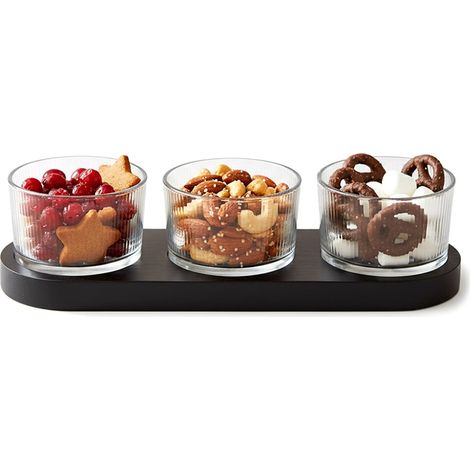 Cuencos de vidrio para aperitivos en una bandeja de 4 piezas. (1/5)