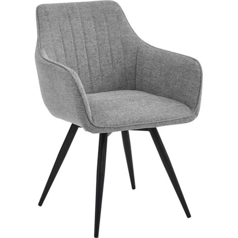 Chaise pivotante en tissu beige clair, structure noir mat, rotation 180° LOUP (1/5)
