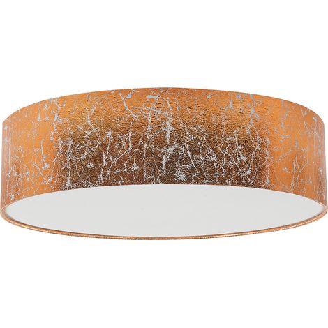Lámpara de techo cobriza poli algodón pantalla de tambor de tela ø 45 cm boho moderno Rena