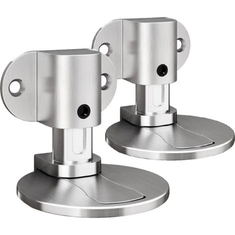 Juego de 2 topes de puerta magnéticos invisibles, ajustables, instalación con cinta adhesiva de doble cara 3M o taladro, para diferentes tipos de puertas, montaje en suelo (2, color plata) (1/4)