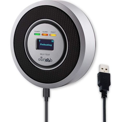 Détecteur de Gaz, LPG/Gaz Naturel/Gaz de ville Capteur, Alimenté par USB Détecteur de Fuite de Gaz Propane/Butane/Méthane, Alarme avec son et lumière pour la Cuisine de la Maison Domicile(Gris argent) (1/5)