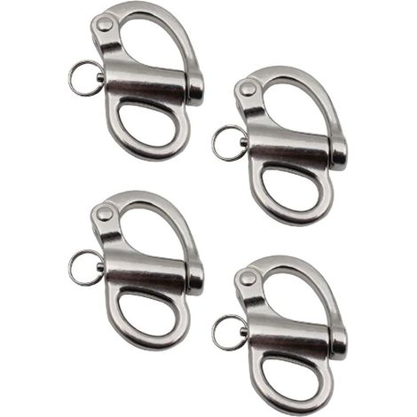 Juego de 4 grilletes de liberación rápida de acero inoxidable de 35 mm para veleros, yates y embarcaciones. (1/5)