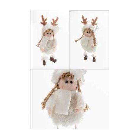 ARPIMEX Bambolina Natale in Stoffa 14 Cm Bianco