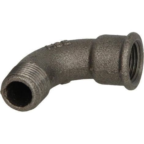 Raccord en fonte malléable noir coude long 90° 1/2'' FF/FM