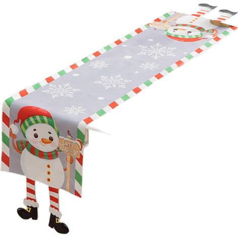 Chemin de table de Noël décoratif et attrayant, nappe élégante pour salle à manger, nappe de table, bonhomme de neige, pièce unique