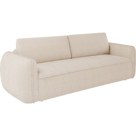 Divano letto 4 posti express tessuto ciniglia beige - Letto 160 cm - Materasso 13 cm - SELIVO di Maison Céphy