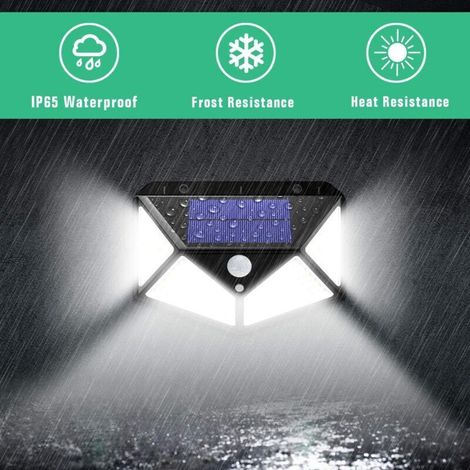 Lampe Solaire Esterna 100 LED, 2 Pezzi, Rilevatore di Movimento, Impermeabile 270°, 2200mAh, Luce Potente per Giardino (1/3)