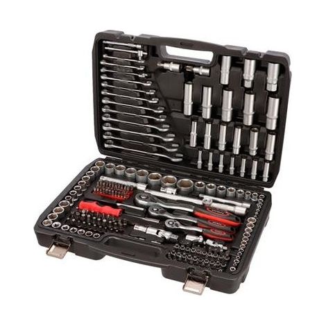 CAJA ESTUCHE DE HERRAMIENTAS CON 216 PIEZAS DE CARRACA 1/4 - 1/2 - 3/8 LLAVES VASOS Y LLAVES FIJAS (1/2)