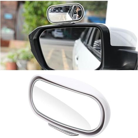 Miroir Convexe Angle Réglable, Miroir Auxiliaire Rotatif à 360° Intérieur Et Extérieur La Voiture, Retroviseur Conduite Accompagnée Retroviseur Angle Mort Pour Tous Les Voitures(Blanc) (1/5)