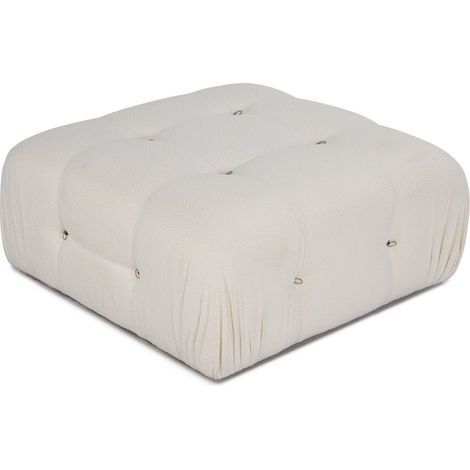 Pouf carré Tendance Nourhane Tissu bouclette Crème (1/4)